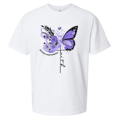 Faith Periwinkle Ribbon Esophageal Cancer Awareness Sueded Cloud Jersey T-Shirt