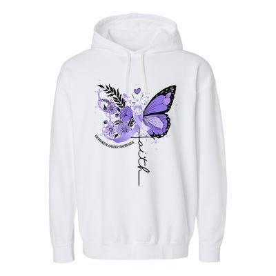 Faith Periwinkle Ribbon Esophageal Cancer Awareness Garment-Dyed Fleece Hoodie