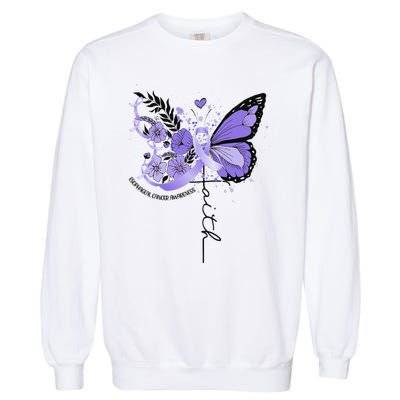 Faith Periwinkle Ribbon Esophageal Cancer Awareness Garment-Dyed Sweatshirt