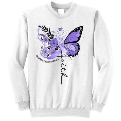 Faith Periwinkle Ribbon Esophageal Cancer Awareness Sweatshirt