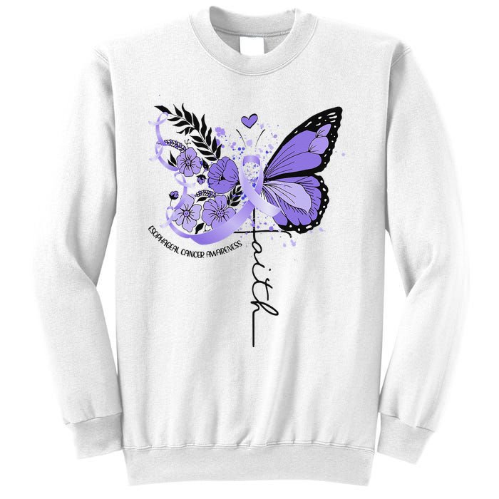 Faith Periwinkle Ribbon Esophageal Cancer Awareness Sweatshirt