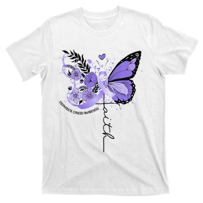 Faith Periwinkle Ribbon Esophageal Cancer Awareness T-Shirt