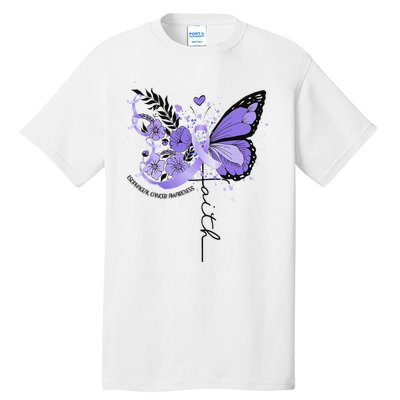 Faith Periwinkle Ribbon Esophageal Cancer Awareness Tall T-Shirt