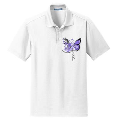 Faith Periwinkle Ribbon Esophageal Cancer Awareness Dry Zone Grid Polo