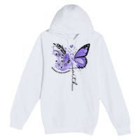 Faith Periwinkle Ribbon Esophageal Cancer Awareness Premium Pullover Hoodie