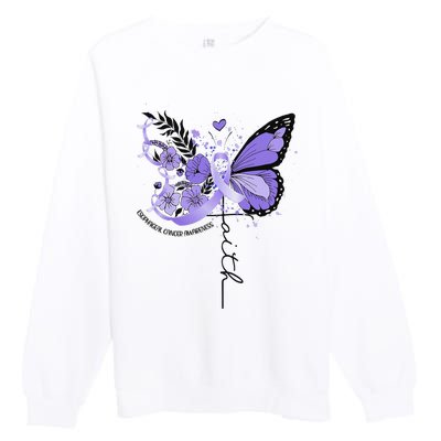 Faith Periwinkle Ribbon Esophageal Cancer Awareness Premium Crewneck Sweatshirt