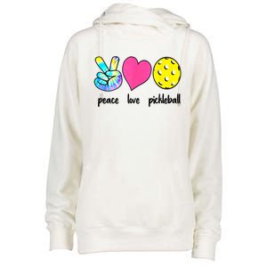 Funny Pickleball Retired Ladies Peace Love Pickleball  Womens Funnel Neck Pullover Hood