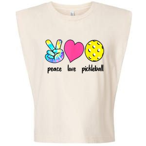 Funny Pickleball Retired Ladies Peace Love Pickleball  Garment-Dyed Women's Muscle Tee