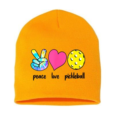 Funny Pickleball Retired Ladies Peace Love Pickleball  Short Acrylic Beanie