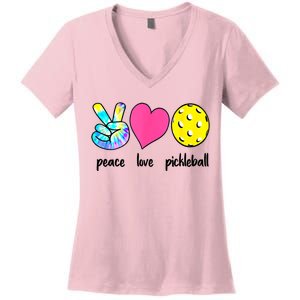 Funny Pickleball Retired Ladies Peace Love Pickleball  Women's V-Neck T-Shirt