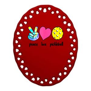 Funny Pickleball Retired Ladies Peace Love Pickleball  Ceramic Oval Ornament