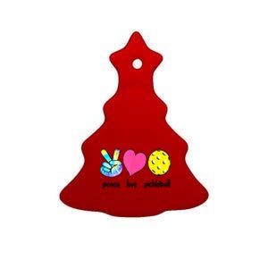 Funny Pickleball Retired Ladies Peace Love Pickleball  Ceramic Tree Ornament