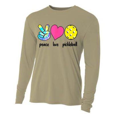 Funny Pickleball Retired Ladies Peace Love Pickleball  Cooling Performance Long Sleeve Crew