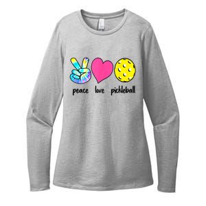 Funny Pickleball Retired Ladies Peace Love Pickleball  Womens CVC Long Sleeve Shirt