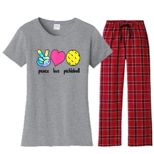 Funny Pickleball Retired Ladies Peace Love Pickleball  Women's Flannel Pajama Set