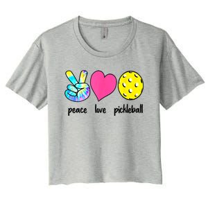 Funny Pickleball Retired Ladies Peace Love Pickleball  Women's Crop Top Tee