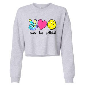 Funny Pickleball Retired Ladies Peace Love Pickleball  Cropped Pullover Crew