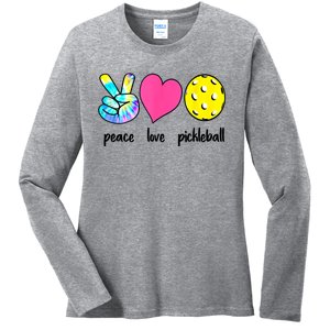 Funny Pickleball Retired Ladies Peace Love Pickleball  Ladies Long Sleeve Shirt