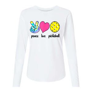 Funny Pickleball Retired Ladies Peace Love Pickleball  Womens Cotton Relaxed Long Sleeve T-Shirt