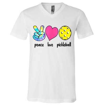 Funny Pickleball Retired Ladies Peace Love Pickleball  V-Neck T-Shirt