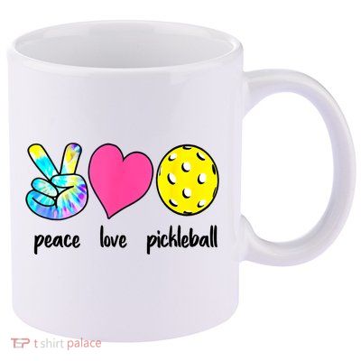 Funny Pickleball Retired Ladies Peace Love Pickleball  11oz C Handle Ceramic Mug