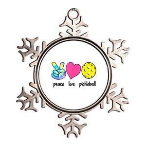 Funny Pickleball Retired Ladies Peace Love Pickleball  Metallic Star Ornament