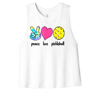 Funny Pickleball Retired Ladies Peace Love Pickleball  Women's Racerback Cropped Tank