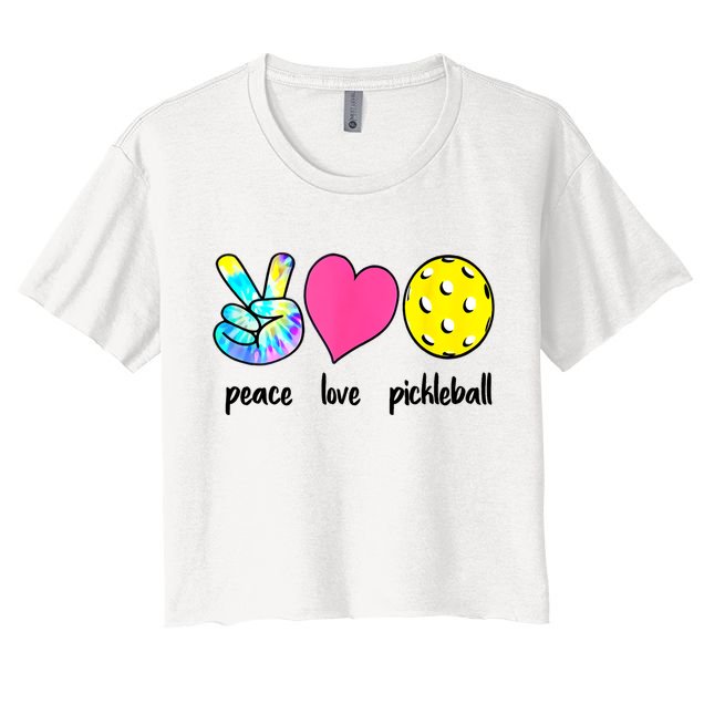Funny Pickleball Retired Ladies Peace Love Pickleball  Crop Top