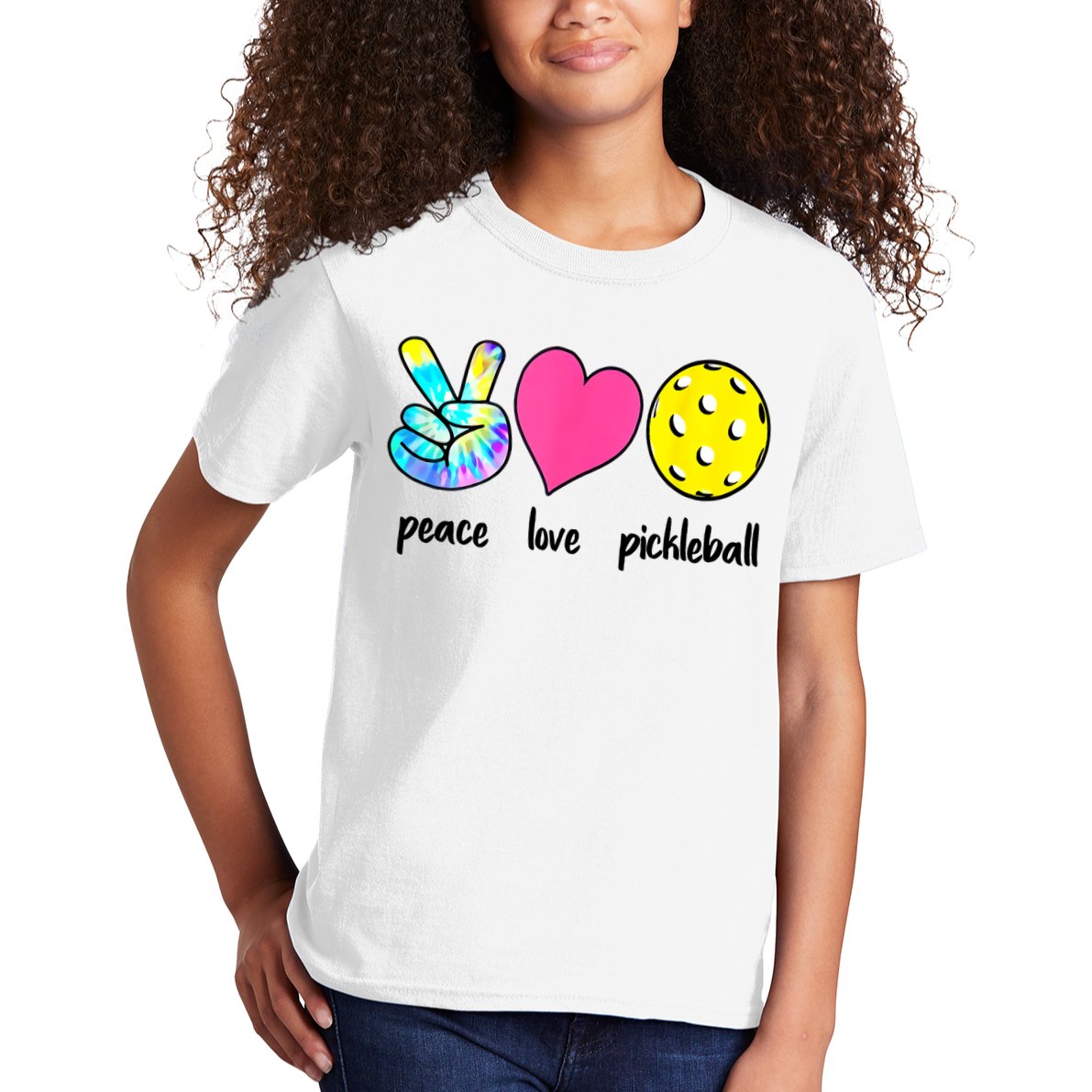 Funny Pickleball Retired Ladies Peace Love Pickleball  Kids T-Shirt