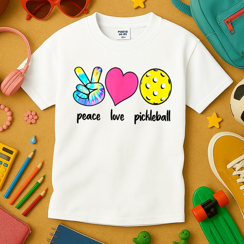 Funny Pickleball Retired Ladies Peace Love Pickleball  Kids T-Shirt