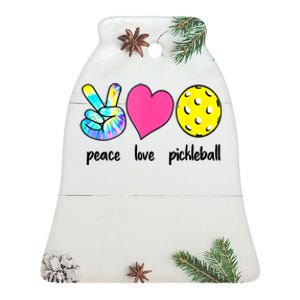 Funny Pickleball Retired Ladies Peace Love Pickleball  Ceramic Bell Ornament