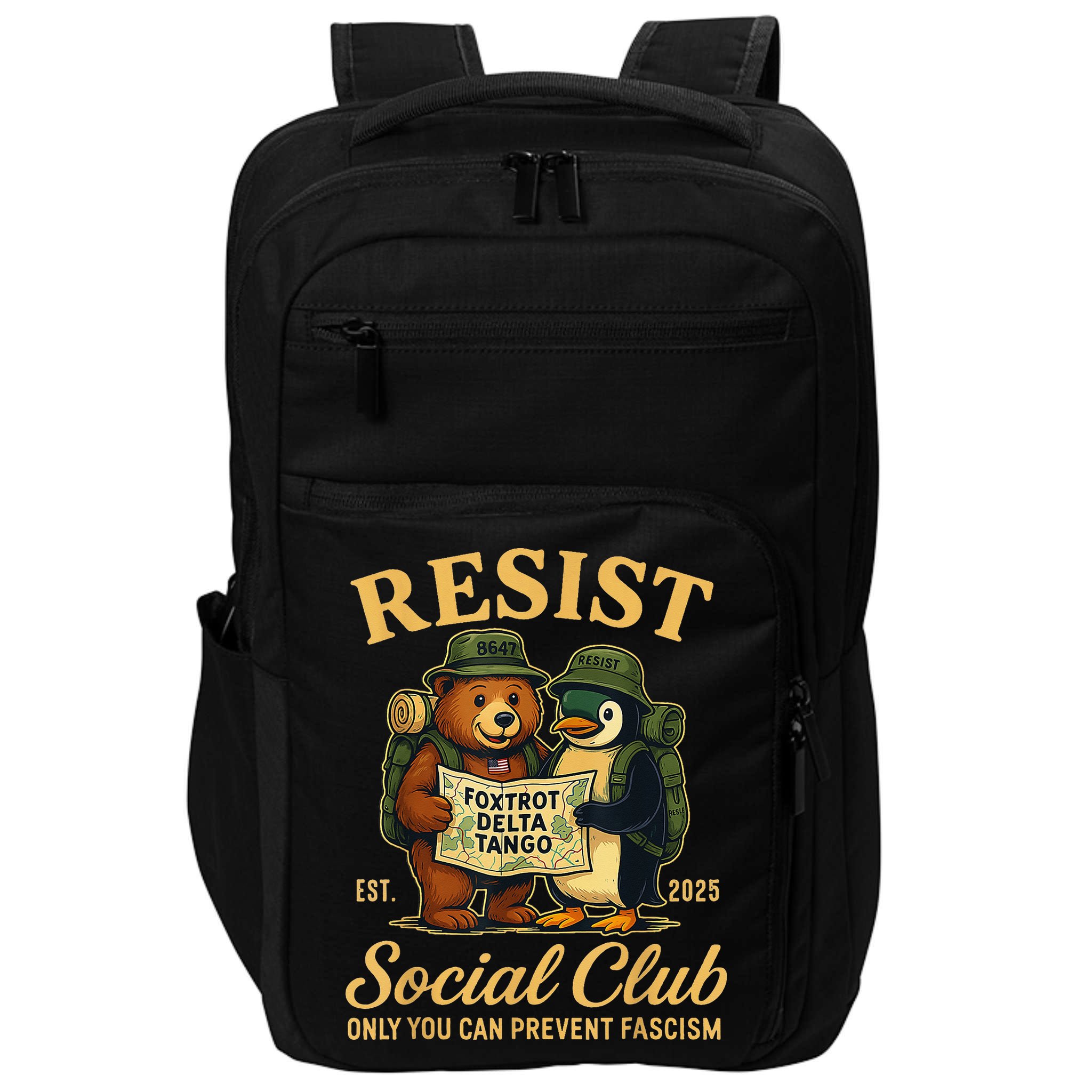 Funny Penguin Resist Penguins Protest Against Tariffs Impact Tech Backpack
