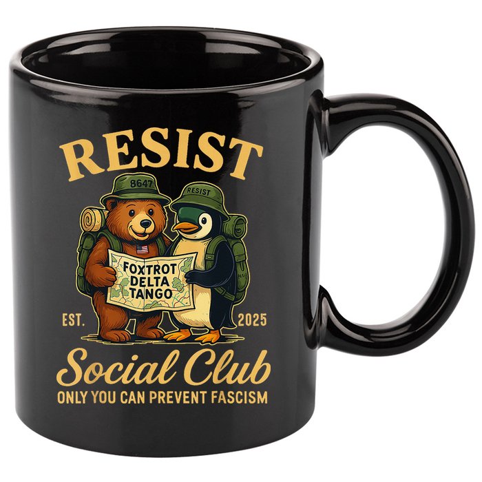 Funny Penguin Resist Penguins Protest Against Tariffs 11oz C Handle Ceramic Mug