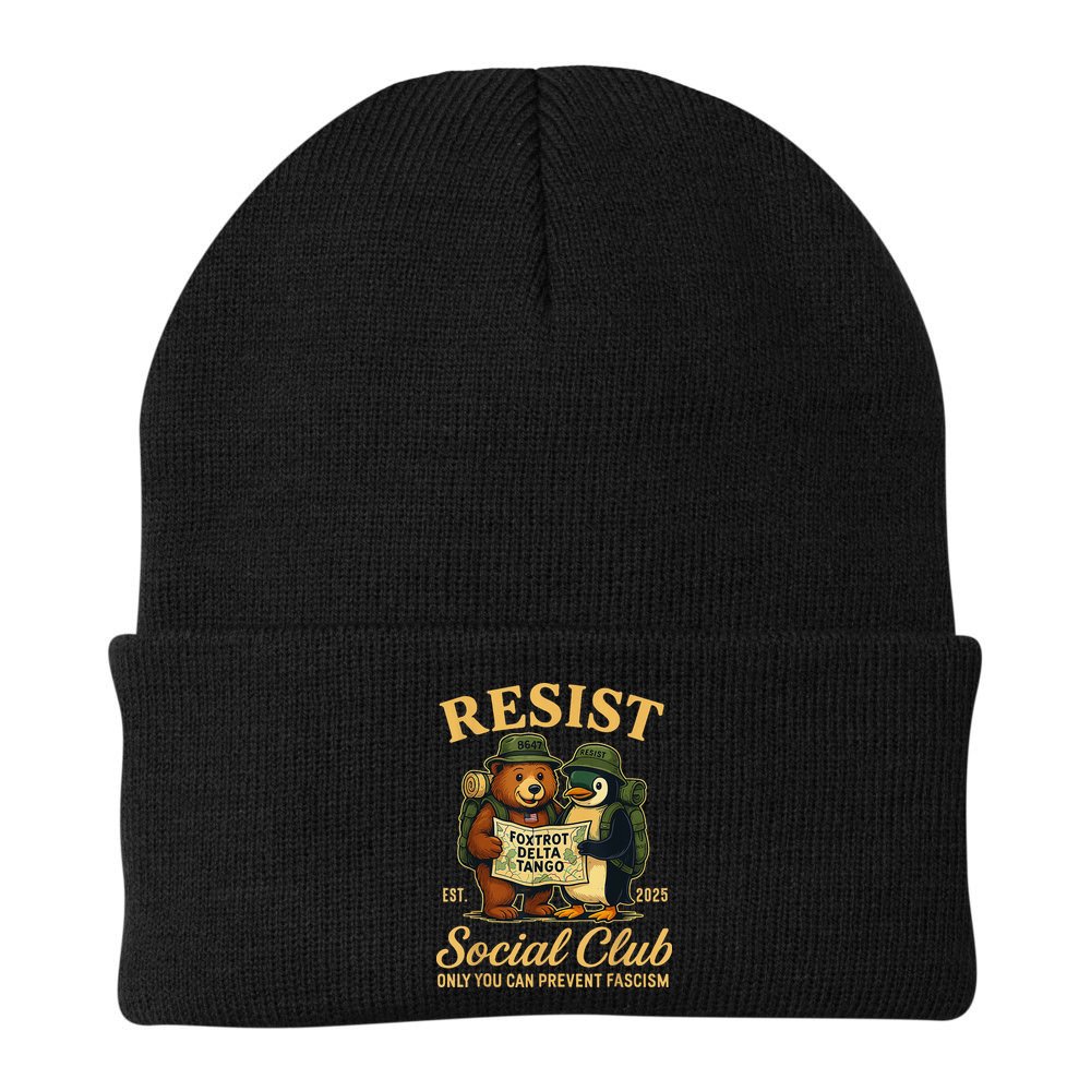 Funny Penguin Resist Penguins Protest Against Tariffs Beanie