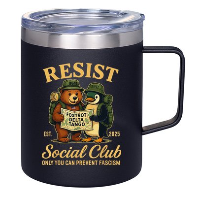 Funny Penguin Resist Penguins Protest Against Tariffs 12oz Stainless Steel Coffee Mug