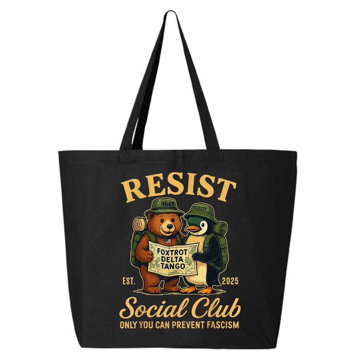 Funny Penguin Resist Penguins Protest Against Tariffs 25L Jumbo Tote