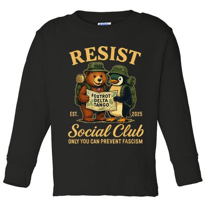 Funny Penguin Resist Penguins Protest Against Tariffs Toddler Long Sleeve Shirt