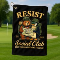 Funny Penguin Resist Penguins Protest Against Tariffs Golf Towel