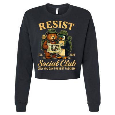 Funny Penguin Resist Penguins Protest Against Tariffs Cropped Pullover Crew