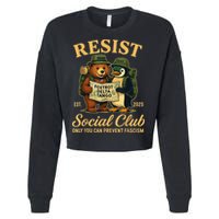 Funny Penguin Resist Penguins Protest Against Tariffs Cropped Pullover Crew