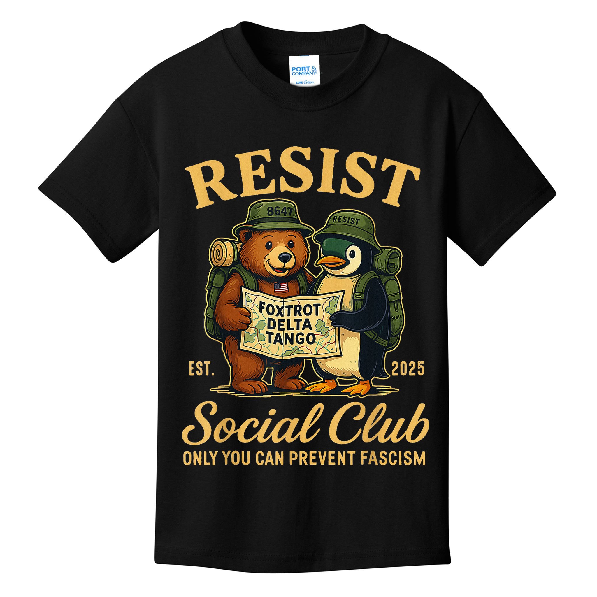 Funny Penguin Resist Penguins Protest Against Tariffs Kids T-Shirt