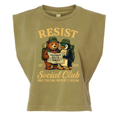 Funny Penguin Resist Penguins Protest Against Tariffs Garment-Dyed Women's Muscle Tee