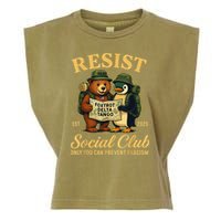 Funny Penguin Resist Penguins Protest Against Tariffs Garment-Dyed Women's Muscle Tee