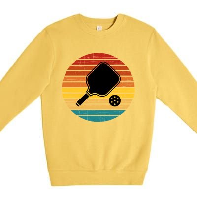 Funny Pickleball Retro Sunset Gift Premium Crewneck Sweatshirt