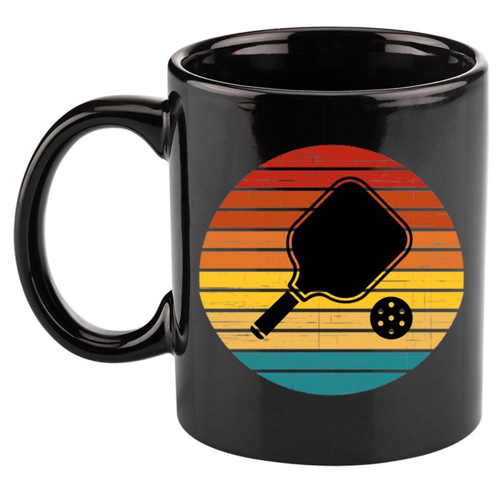 Funny Pickleball Retro Sunset Gift 11oz C Handle Ceramic Mug