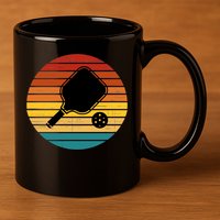 Funny Pickleball Retro Sunset Gift 11oz C Handle Ceramic Mug