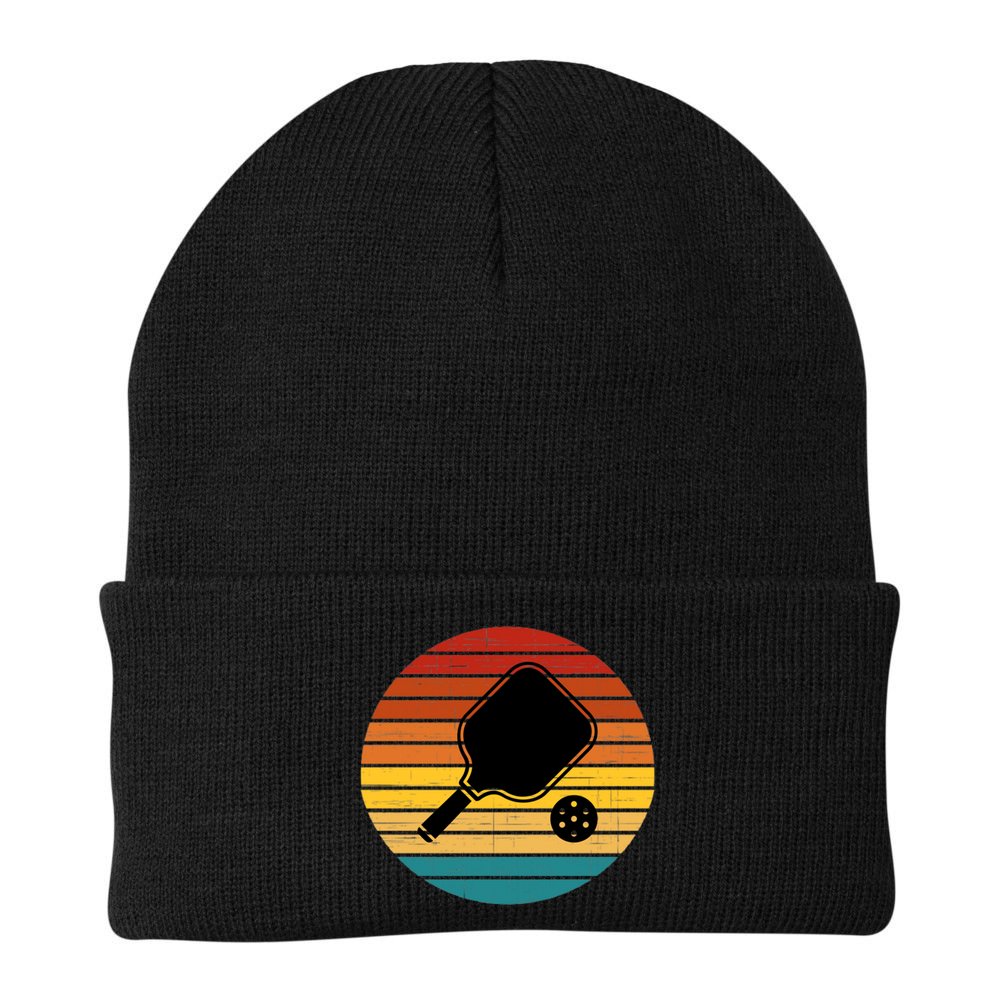 Funny Pickleball Retro Sunset Gift Beanie