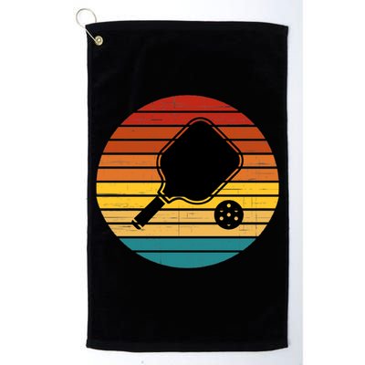 Funny Pickleball Retro Sunset Gift Golf Towel