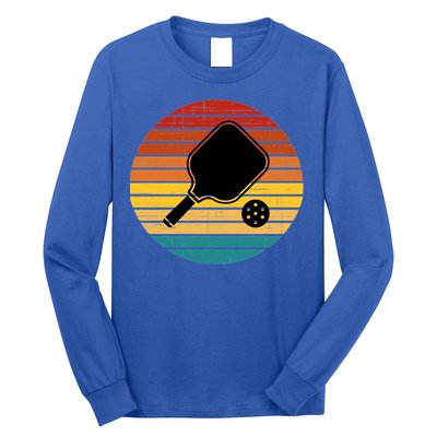 Funny Pickleball Retro Sunset Gift Long Sleeve Shirt
