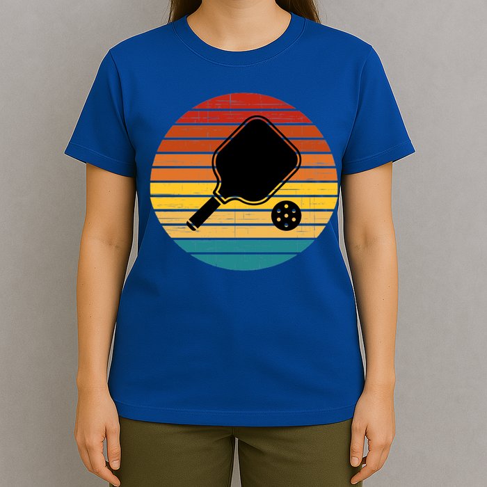 Funny Pickleball Retro Sunset Gift T-Shirt
